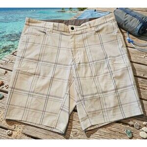 Hawke & Co Pro Series Men’s Shorts 38 Plaid Cargo Zip Pockets Outdoor Hiking